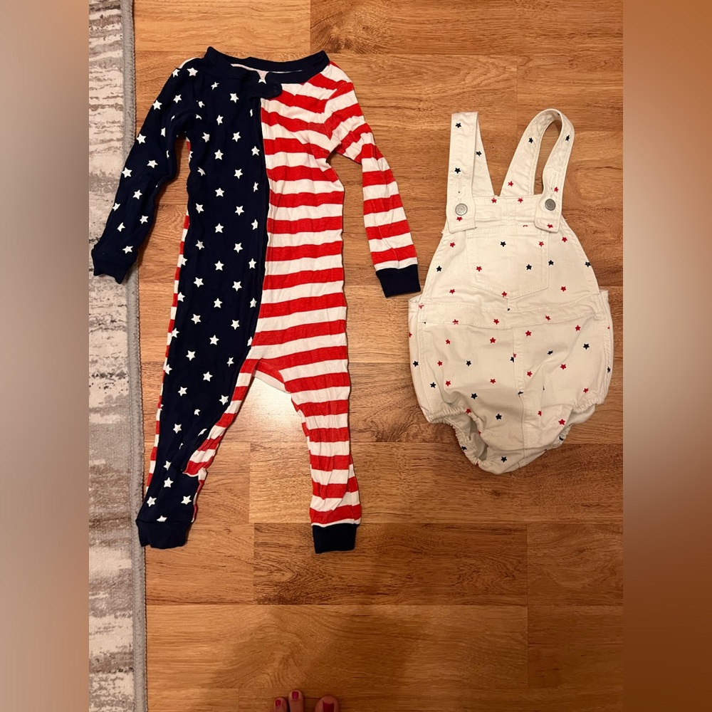 ♥️🤍💙Baby 4th of July Pj and overalls set ♥️🤍💙